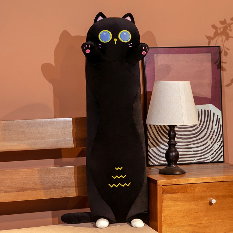 1PC 90 130cm Long Giant Cats Plush Toy Cylidrical Animal Bolster Pillow Black Cat Stuffed Plushie 4 - Mini Billiard Table